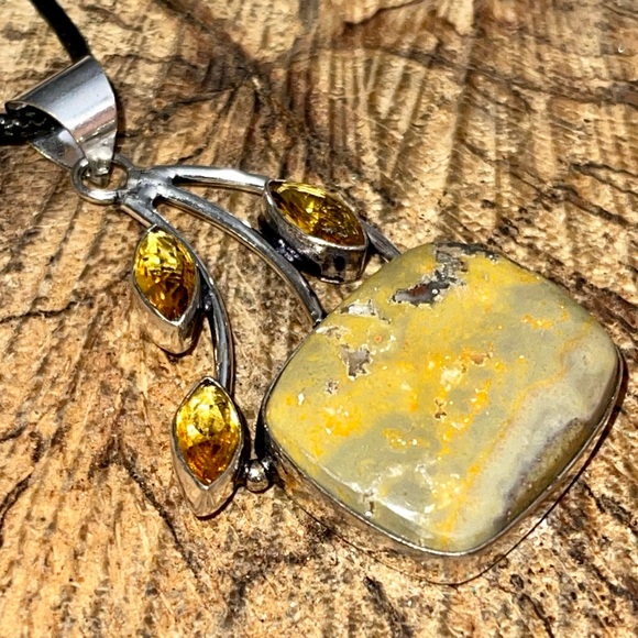 Indonesian Bumblebee Jasper Pendant 2 1/4” - Picture 11 of 15